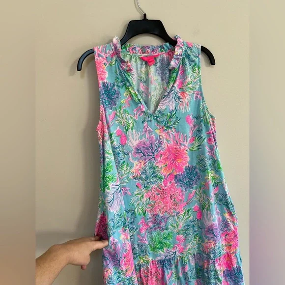 LILLY PULITZER “Celestial Blue Cay To My Heart” Malone Dress in Blue/Pink, M - Picture 5 of 10